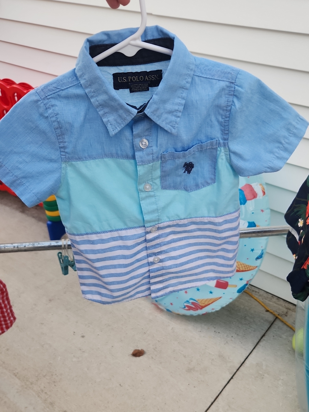 U.S. Polo Assn. Boys' Blue Colorblock Short-Sleeve Button-Down Shirt